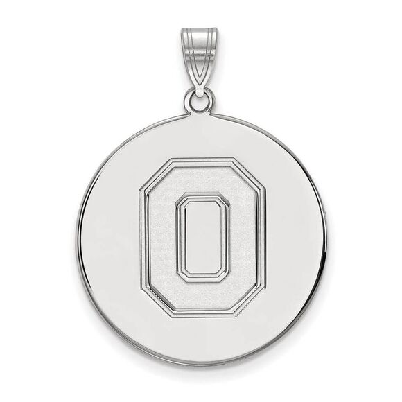 14k White Gold Ohio State XL Disc Pendant